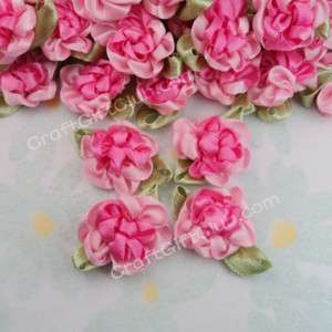 50 Pink 2 Tone Satin Ribbon Flower Applique Wedding New  