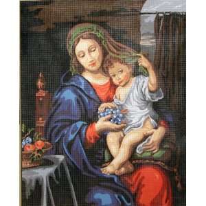  MADONNA & CHILD WITH GRAPES NEEDLEPOINT CANVAS Arts 