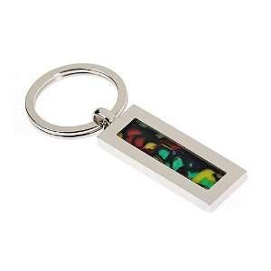   plated key ring with a multi colored accent. Made in England: Jewelry