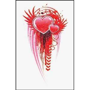  Red Glitter Heart w/Wings Temporaray Tattoo Toys & Games