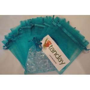    Tanday 150 Turquoise Blue Organza Gift Bags 5x7 