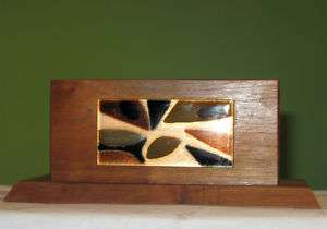 Mid Century Copper Enamel Wood Letter Napkin Holder  