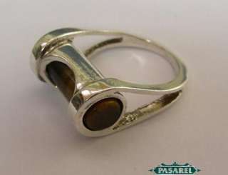 Stunning Sterling Silver Tiger Eye Ring Israel 1980s  
