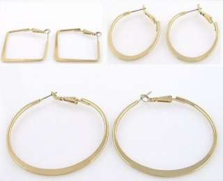 Pairs 14kt Gold Hge Hoop Earrings, Assorted Shapes  