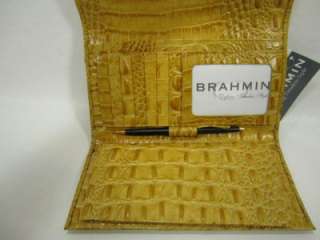 NWT BRAHMIN Chamois Croc Embossed Leather SOFT CHECKBOOK WALLET CLUTCH 