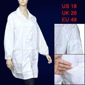   Man Black Slim Stripe Pattern Antistatic Lab Long Coat XL Beauty