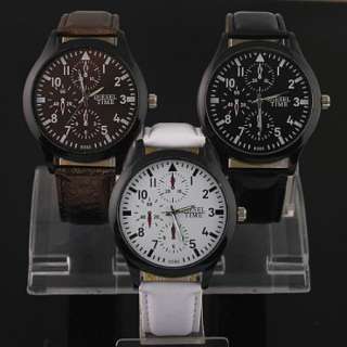 Best 3pcs design of large mens leather fashion quartz watch,M21BWN 