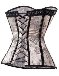 Classic Silver Floral Corset Brocade Bustier Lace Up 6X  