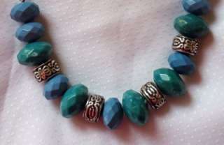 NWT CHICOS TURQUOISE & SILVER BEADS on SILVER CHAIN NECKLACE  