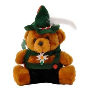 Plush German Teddy Bear in Lederhosen and Felt Hat:  Home 