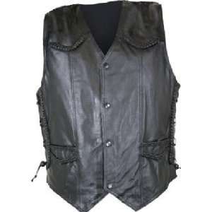  Mens Braided Side Lace Leather Vests Sz 2XL Sports 