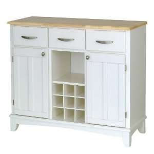  Server Sideboard with Wine Rack in White Finish: Furniture 