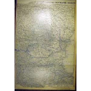  1916 Map Roumania Carpathes Balkans Hungary French