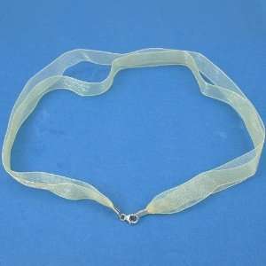  Organza Ribbon Necklace Cream Ivory Silver Clasp 17 In 