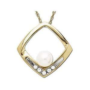  Freshwater Pearl and Diamond Accent Pendant in 14K Gold 