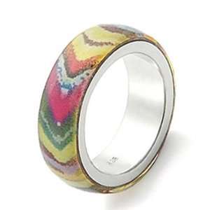  Silver and Rainbow Tye Dye Ring: Jewelry