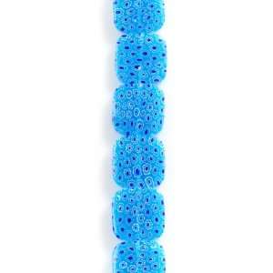  20mm Square Thousand Flower Glass Beads   16 Inch Strand 
