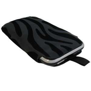  Black Zebra Skin Sleeve Pouch w/Black Velvet Stripes for 