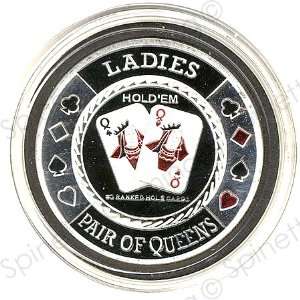    Ladies Pair of Queens Silver Poker Card Guard: Sports & Outdoors