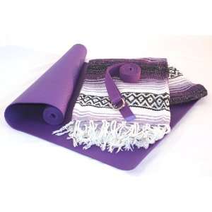 Yoga Kit with Premium Mexican Blanket   Deep Purple  
