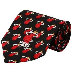  Miami Heat Black Logo Print Silk Neck Tie: Sports 
