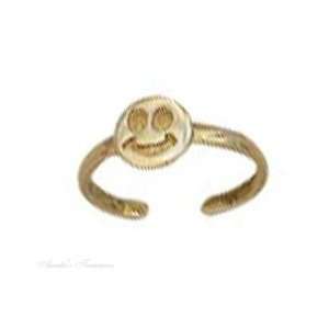  Gold Plated Smiley Smiling Face Toe Ring: Jewelry
