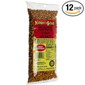 Natures Select Dry Roasted, No Salt Soynuts, 8 Ounce Bags (Pack of 12 