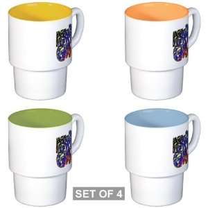 Stackable Coffee Mugs (4) Mardi Gras Fat Tuesday Celebration with 