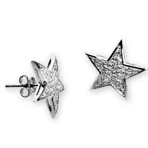    Sterling Silver Star Shaped Stud Earrings  AJ 1214E: Jewelry