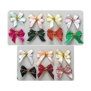  Gold Trimmed Tiny Grooming Bows with Elastic Hairband 