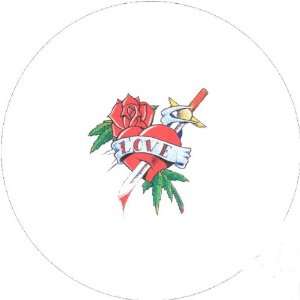   Round Badge Style Round Keyring Tattoo Love Heart: Home & Kitchen