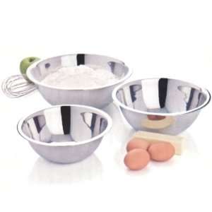  Amco 3 Piece Stainless Steel Large Mixing Bowl Set: Home 