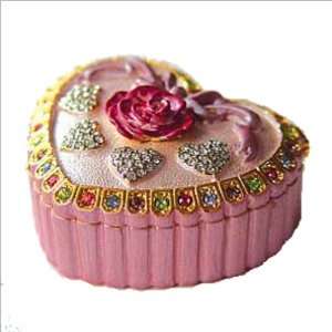 Pink Heart Rose Box Swarovski Crystals 24K Gold Jewelry, Trinket or 