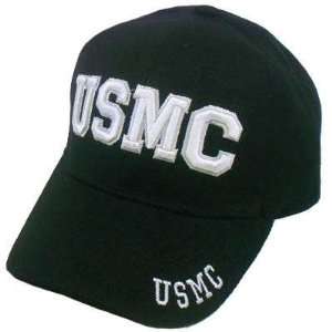  US MARINES CORPS USMC BLK WHITE MILITARY VELCRO HAT CAP 