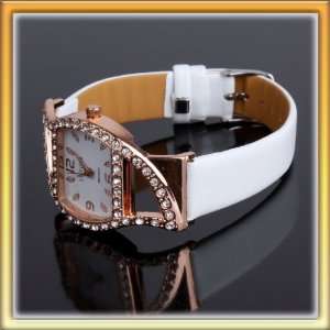  Cute white rose gold leaf shape dial white adjustable 