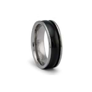  Black PVD Titanium Ring High Polish 7mm: Jewelry