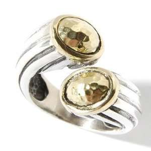    Sterling Silver / 18K Gold Hammered Cable Bypass Ring: Jewelry