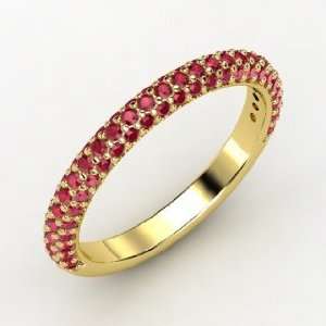  Slim Pave Band, 14K Yellow Gold Ring with Ruby Jewelry