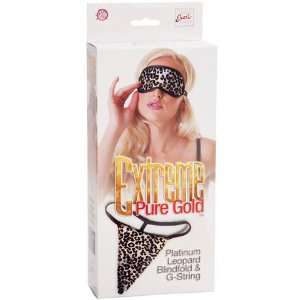  Extreme pure gold leopard blindfold & g  string set 