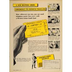 1948 Ad Western Union Telegram Credit Card Business   Original Print 
