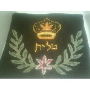  Amazing Tallit/Talis Bag Needlepoint Completed Black, Gold, Red 