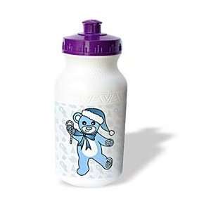   Dancing Blue Teddy Bear with Santa hat   Water Bottles Sports