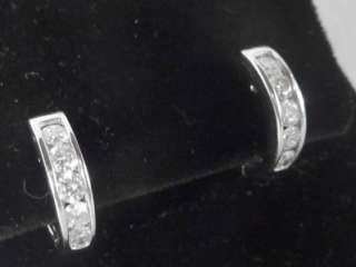 TINY EXCELLENT QUALITY 14K WHITE GOLD .30 CT DIAMOND HINGED HOOP 