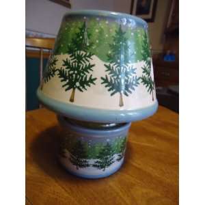 Heritage Pottery Winter Pines Small jar Candle Holder & Shade (fits 