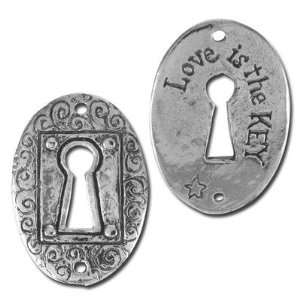  30x20mm Green Girl Love is the Key Pewter Links Arts 