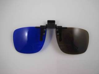 Pair Clip on 3D Anaglyph Glasses Amber Blue Resin NEW  