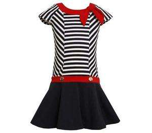 Bonnie Jean Girls Spring Summer Navy White Red Nautical Sailor Dress 6 