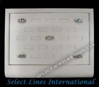 White Faux Leather 23 Slot Ring Tray Jewelry Display   