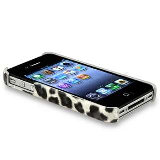 Feather Case+4 Clip on Hard Cover For iPhone 4 G 4S Grey Leopard+Hot 