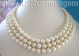 Trinal nice 10mm white freshwater pearls necklace SS  